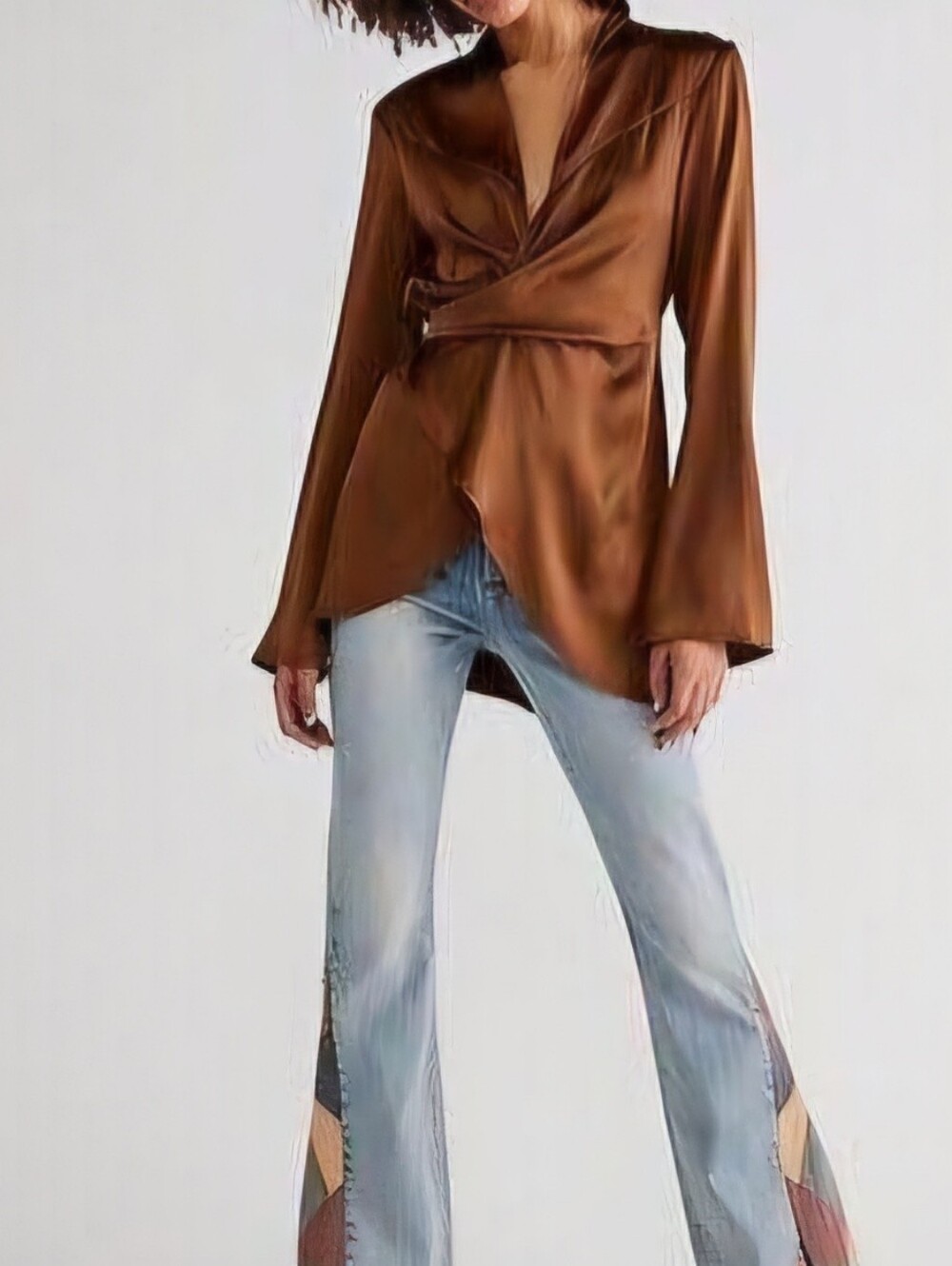 NWT FREE PEOPLE Brown Harley Tunic Wrap Top S